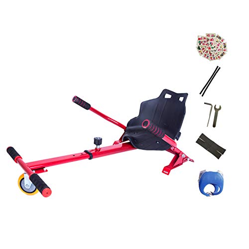 AMRU Hoverkart Go Kart, Asiento Regulable Hoverkart, para Electric autobalanceo Scooters, se Ajusta a Todos los Hover Board Tamaños - 6,5, 8 10 Red