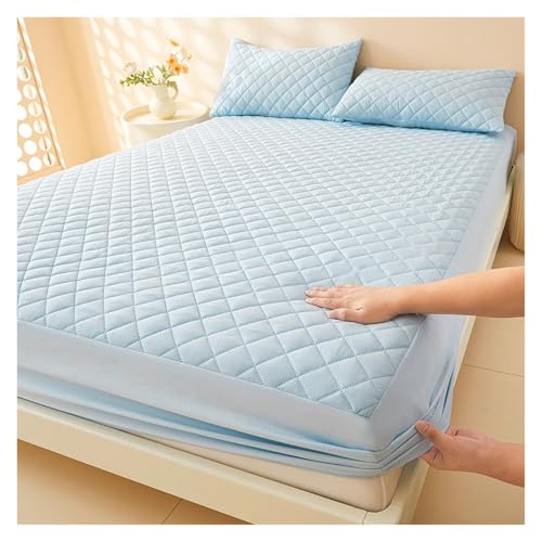 Protège-matelas imperméable 100x200 vert drap-housse matelassé lavable - 6