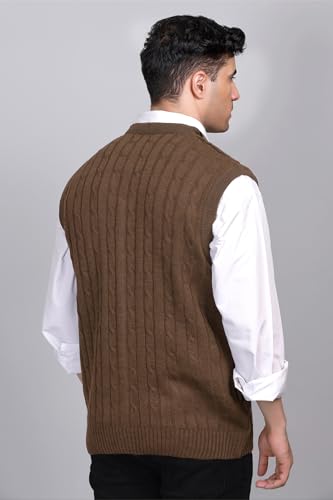 Image of V Neck Cardigans for Men - Woolen Sleeveless Sweater for Man Winter Wear