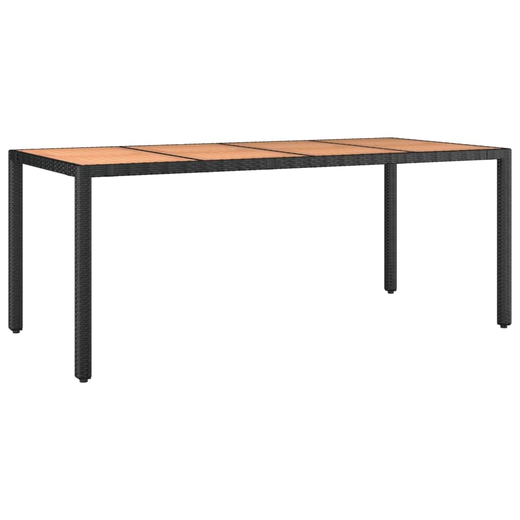 7-TLG. Zestaw obiadowy ogrodowy, czarny, rattanowy, regulowane krzesła, 190 x 90 cm, poduszka, odporny na warunki atmosferyczne, zestaw mebli ogrodowych na taras