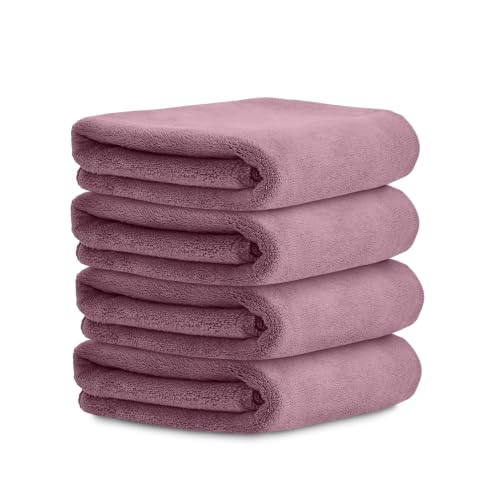 Image of HOUSSE Microfiber Face Towels | Ultra Absorbent, Odour-Free, Quick Dry 450 GSM Face Towel for Home, Gym, Travel, Running and Personal Use | 30x30 cm | Set of 4 in One Colour (Rose Taupe, Pack of 4)
