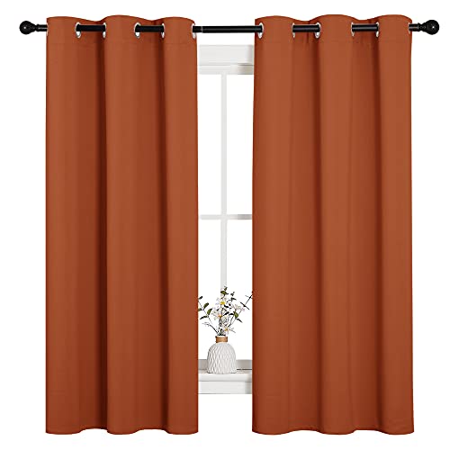Image of NICETOWN Bedroom Curtains 63 inches Long, Privacy and Thermal Insulated Blackout Drapes for Windows (Burnt Orange, 1 Pair, 42 x 63 inches)