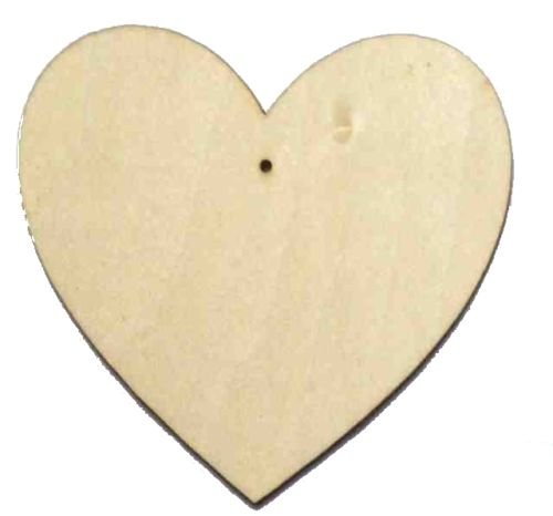 10 etiquetas de madera con forma de corazón y con agujero, Plain Beech Wood, 150mm (15cm)