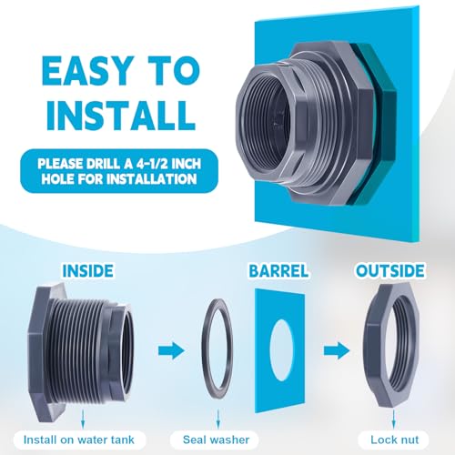 Image of 1 Pcs 3 Inch Bulkhead Fitting PVC Npt Tank Connector