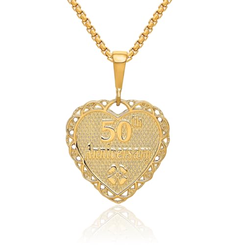 IceCarats 10K Solid Yellow Gold 50th Anniversary Necklace Chain Pendant Charm