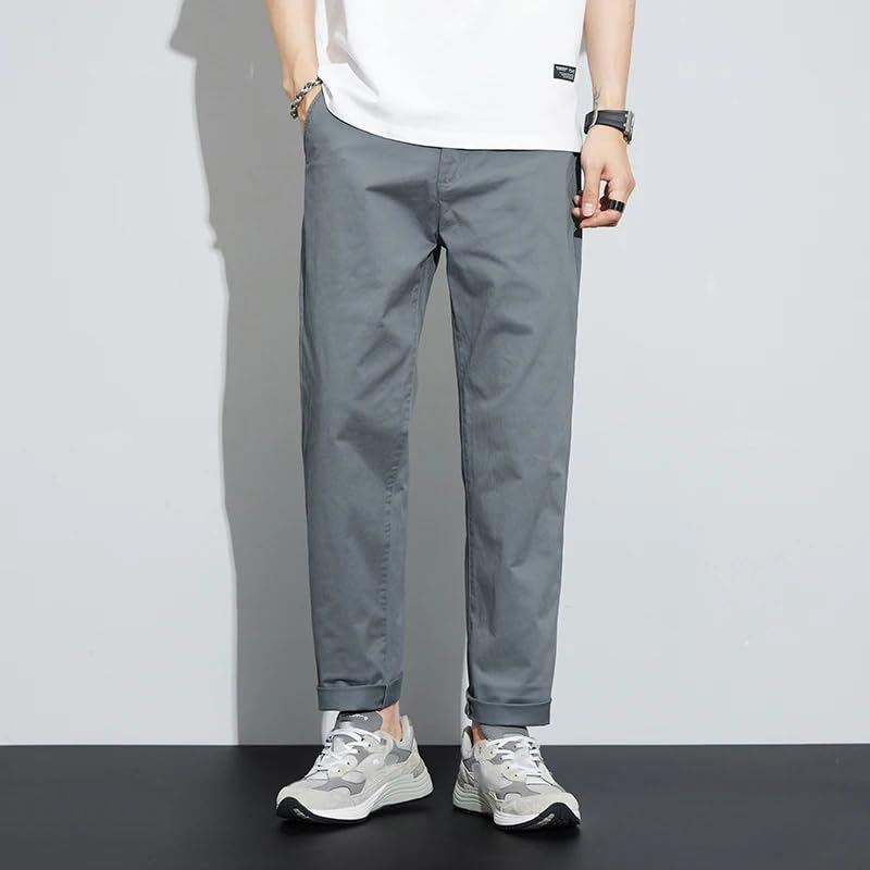 Men's Summer Ankle-Length Casual Pants Thin Business Straight Work Solid Color Trousers Male3