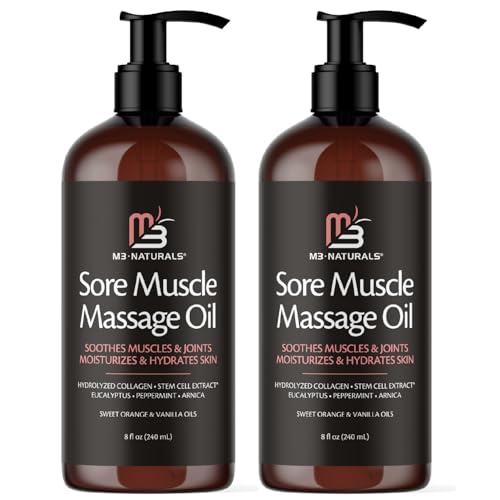 Image of Arnica Sore Muscle Massage Oil for Massage Therapy - with Collagen Stem Cells Arnica and Menthol - Multipurpose Instant Absorption Full Body Massage Oil by M3 (Pack of 2)
