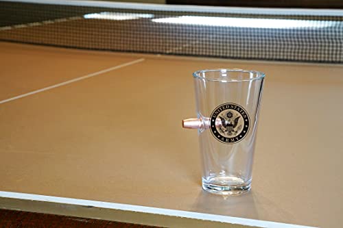Military Gift Shop Officially Licensed Army Pint Glass – Hand Blown Glasses – Real 50 Cal Design – Army Gifts – 16 Oz. #TOP2