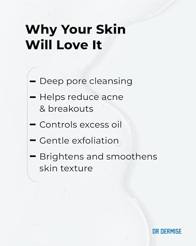 Image of DR DERMISE Salicylic Acid Face Wash 1% | Acne Control Cleanser with Witch Hazel & Willow Bark | Deep Pore Cleansing, Oil Control & Gentle Exfoliation | Face Wash for Men & Women | All Skin Types | 100 ml