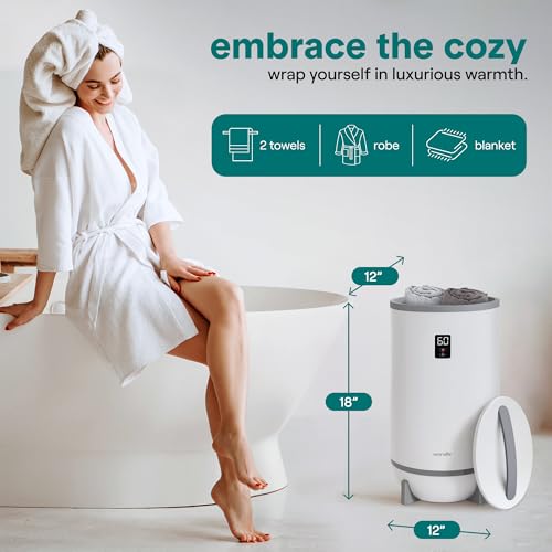 Image of SereneLife Towel Heater for Bathroom & Spa | Portable Large Bucket Style Towel Warmer with Timer | 21L Luxury Electric Heater for Oversized Towels, Robes & Blankets | Auto Shut-Off | Fragrance Discs