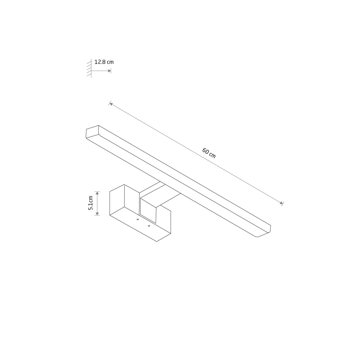 Licht-Erlebnisse LED Badlampe Wand 60 cm lang IP44 Schwarz 3000 K 850 lm warmweiß hell Aluminium Modern Spiegelleuchte Wandlampe innen Spiegel Badezimmer