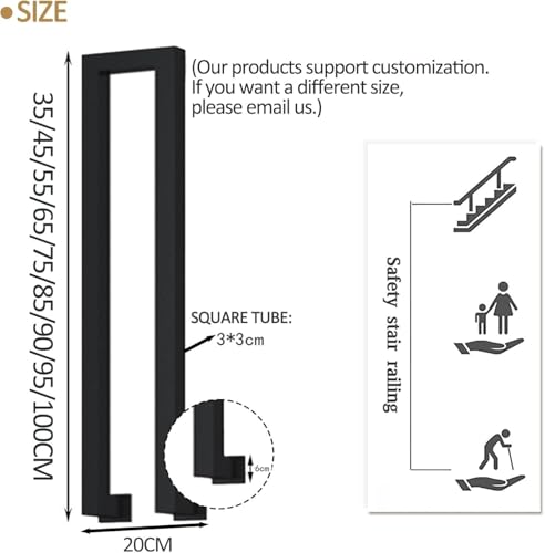 Rampe en fer forgé noir de 85cm en forme de N pour la sécurité - 3