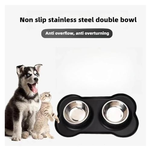 Gamelles doubles avec set de table silicone gris pour appartement