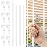 Ipetboom Blind Wand Replacement with Hooks - 1 Set 46in Long Vertical Blinds Stick Pull Rod for Windows Curtain Door Shades Opener Accessory Easy Adjustment - White 117x1.1cm