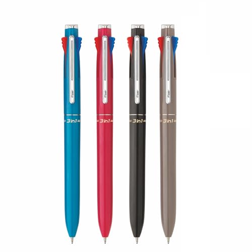 Flair 3 in 1 Retractable Ball Pen | 3 Ink Colors in One Pen | Multi Use Pen for Pleasant Writing Experience | Effortless Writing with Sleek Clip Design | Blue, Black & Red Ink, Pack of 4