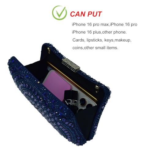 Image of Crystal Box Clutch Rhinestone Handbags For Women Party Purse Wedding Evening Bag