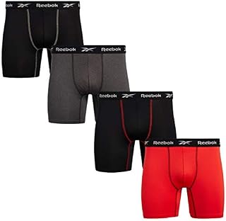 Reebok Men's Performance Boxer Briefs with Comfort Pouch (4 Pack), Black/Orange/Charcoal, Size Medium