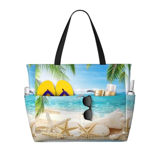 Sac à bandoulière pour femme grand volume imprimé étoiles de mer pour ne rien oublier