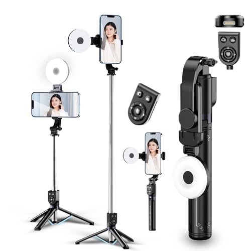 自撮りスタンド　遠隔スイッチ Amazon | 自撮り棒 スマホスタンド 三脚 LEDライト リモコン両方