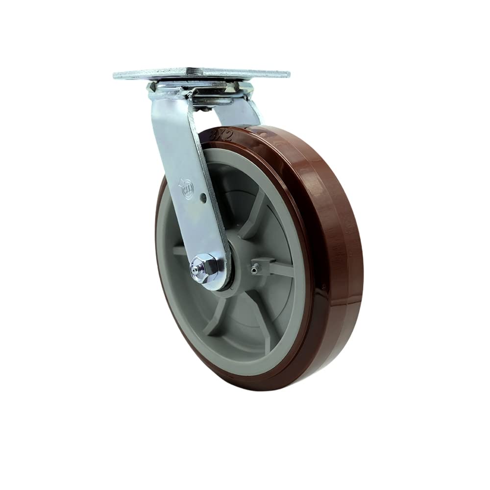 Service Caster SCC-30CS820-PPUR Heavy Duty Swivel Caster, Non-Marking Polyurethane Wheel, 8" Size
