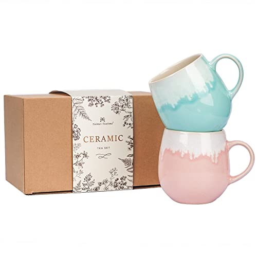 Taimei Teatime Large Coffee Mugs 20 Oz For Men/Women, Ceramic Coffee Mug Set Of 2, Coffee Mugs For Couples, Tea Cups For Office And Home, Dishwasher And Microwave Safe, Reactive Glaze #TOP4