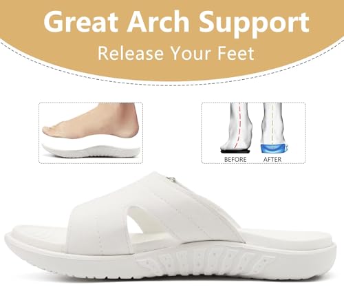 Image of KuaiLu Womens Fashion Orthotic Slides Ladies Athletic Yoga Mat Memory Foam Walking Sandals Thick Cushion Recovery Summer Beach Slippers Comfortable Plantar Fasciitis Arch Support