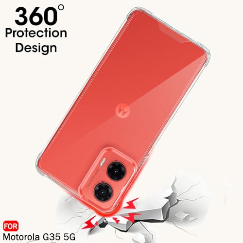 Image of TheGiftKart Crystal Clear Back Cover Case for Motorola Moto G35 5G | 360 Degree Protection | Shock Proof Design | Transparent Back Cover Case for Motorola Moto G35 5G (PC & TPU, Transparent Bumper)