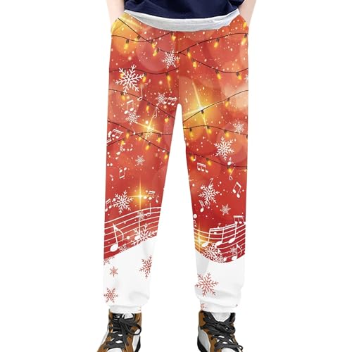 Boys Girls Stretchy Halloween Christmas Sweatpants with Pockets, Fit Long Pants Soft for School Outing