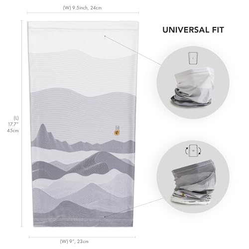 WHTE MOSS Cooling Performance Neck Gaiter & Headband – UPF 50+ Moisture-Wicking, Ultra-Soft, Breathable Sports Buff Face Mask for Men & Women, All-Season Sweatband (Mountain White)