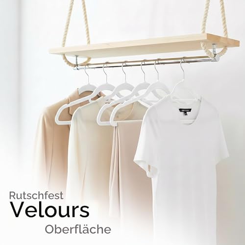 Utopia Home - Antirutsch-Kleiderbügel aus Samt - rutschfeste und strapazierfähige Kleiderbügel aus Samt mit Krawattenhalter - Stark genug, Jacken und Pullover zu halten (Weiß, 50er-Pack)