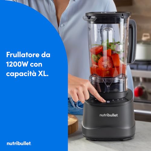 nutribullet Power Core™ Blender – Frullatore con Caraffa XL 2,1L, Blender per Smoothie e Ghiaccio Tritato, 3 Velocità + Pulse, Programma Smoothie Automatico, Mixer Cucina, 1200W, Nero (NBF430MB) - Immagine 3