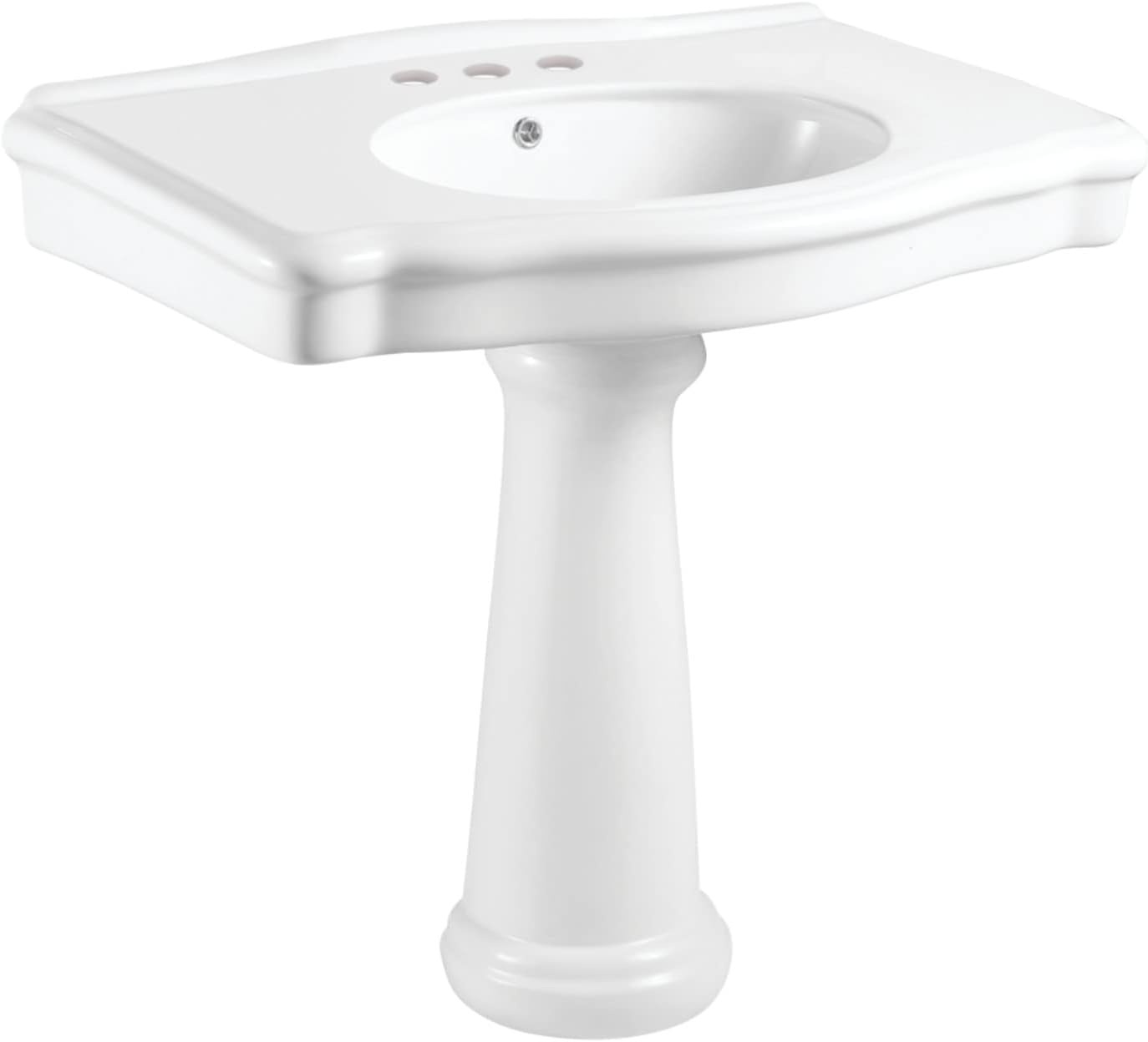Fauceture VPB3534 Sovereign 35" Ceramic Pedestal Sink (4-Inch, 3 Hole), Glossy White