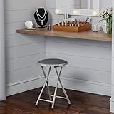 Folding Stool - Backless 18-Inch Stool with 225lb Capacity for Kitchen or Rec Room - Portable Indoor Counter Bar Stools by Lavish Home (Gray)