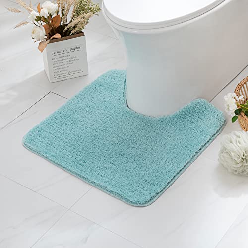 MIULEE Absorbent WC Toilet Rug Non Slip U Shape Bath Mat with High Hydroscopicity Rugs Super Soft Cozy and Shaggy Microfiber Rug Carpet for Bathroom 45x45 cm Sky-Blue - Image 2