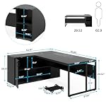 Tribesigns 71 inch Executive Desk, L Shaped Desk with Cabinet Storage, Executive Office Desk with Shelves, Business Furniture Set Workstation for Home Office, Black - Image 2