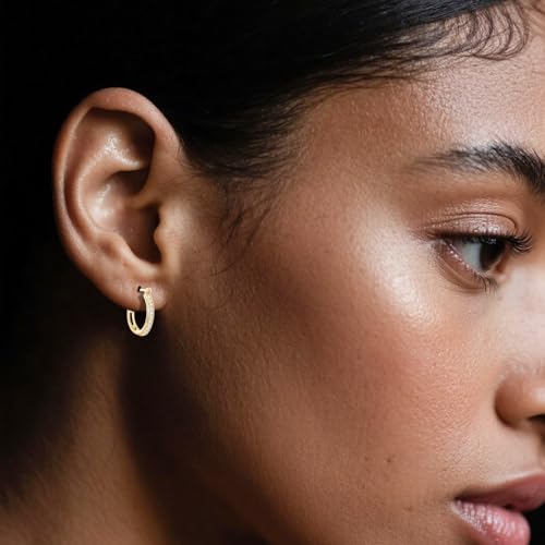 14K Gold Hoop Earrings for Women Small Gold Earrings Trendy Womens 14 Karat Hoops Earring with Cubic Zirconia Hypoallergenic 16mm - Image 3