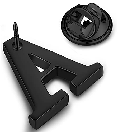 Image of HONEY BEAR Initial Alphabet Letter Lapel Pins Collar Badge Brooches for Mens /Womens Shirt Dress Decoration Black