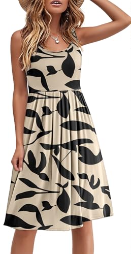 Image of Akihoo Women Summer Casual Sleeveless Midi Plain Pleated Tank Vest Dresses