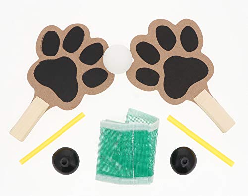 Mini Ping Pong Paddle Table Tennis Set Includes Paw Shaped Pingpong Paddles - Ball Net and Accessories for Portable Play