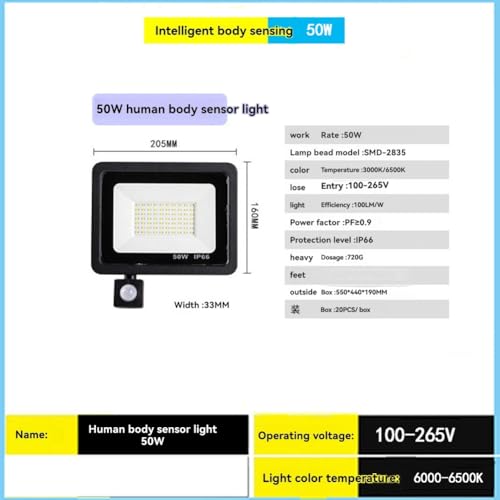 Projecteur PIR étanche IP66 lumière de sécurité extérieure et lampe murale