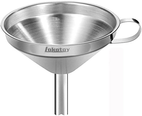 5-Inch Food Grade Stainless Steel Kitchen Funnel with Strainer Filter for Transferring of Liquid Dry Ingredients and Metal Cooking Funnel—Silver