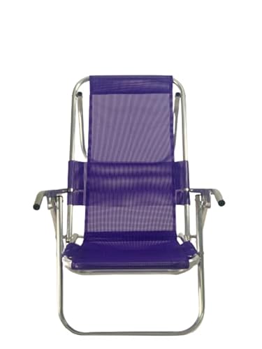 CADEIRA DE PRAIA ALUMINIO DEITAR ALTA 5 POSIÇÕES 110KG (ROXO)