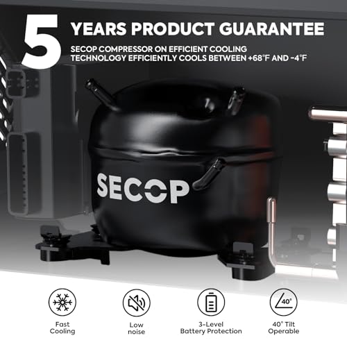 ICECO APL55 55 Liter 12 Volt Freezer Refrigerator with SECOP Compressor Dual Zone Fridge | AC 110V/ DC 12V | -4℉ to 68℉ | Portable Refrigerator Fridge for Car, Home, Camping, RV | With 250Wh Battery