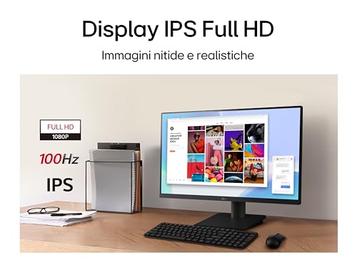 Image of LG 27MS550-27 Inch IPS Full HD (1920 x 1080) Monitor, 5ms, 100Hz, HDMI X 2, in-Built Speaker, Tilt & Height Adjustable Stand, Virtual Borderless, Flicker Safe, Reader Mode,OnScreen Control- Black