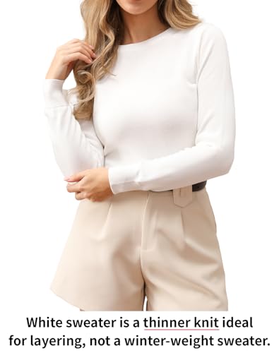 Women's 100% Cotton Sweaters Long Sleeve Lightweight Knit Solid Soft Pullover Tops2