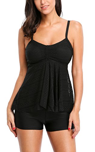 ANFILIA Women Tankini Bathing Suits Ladies Padded Tankini Sets with Shorts 12 Black ANFILIA Women Tankini Bathing Suits Ladies Padded Tankini Sets with Shorts 12 Black