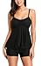 Anfilia Hollow Two Piece Swimsuits for Women Tankini Sets with Shorts Black 12