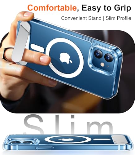 Image of Magnetic Compatible with iPhone 12 Case & iPhone 12 Pro Case, [Built-in Invisible Kickstand][Compatible with MagSafe] [Military Grade Shockproof] Slim Thin Phone Case 6.1 inch