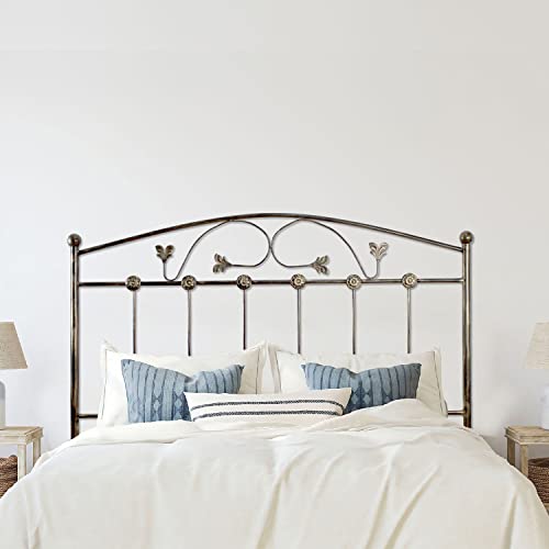 El Herrero Cabecero de Forja Manchego | Cabezal para Cama de Matrimonio e Individual | Producto Artesanal de España Negro con Pátina Oro, para Cama de 135 (142cm)