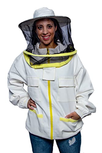 BEEART Imkerjacke, Atmungsaktive Imkerjacke Mit Fechtschleier, Imkerjacke Baumwolle, Imkerschutzkleidung , Beekeeping Jacket for Professional Beekeepers and Beginners. Weib XL Cover